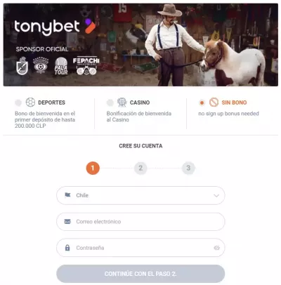 TonyBet Chile Registro